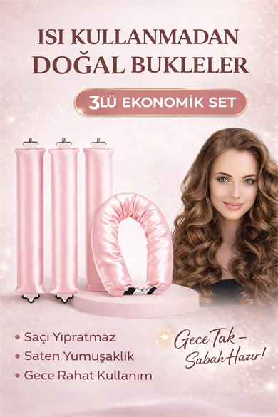 Pembe Renk Isısız Saç Şekillendirici Saten Saç Sosisi 