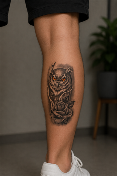 Baykuş Dövme Geçici Tattoo