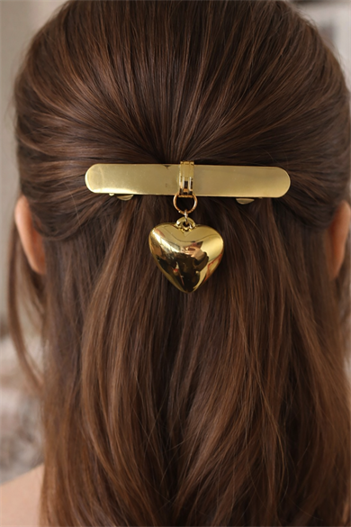 Altın Renk Kalp Figürlü Metal Otomat Toka