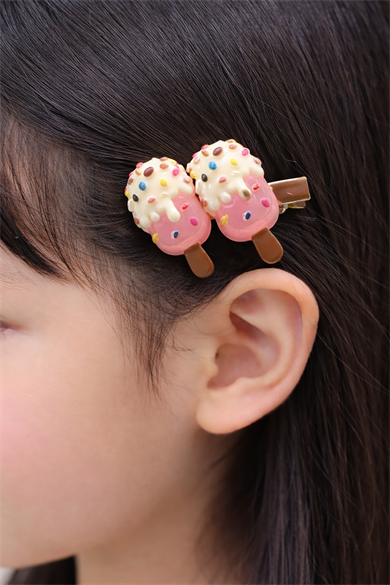 Pembe Renk Dondurma Figürlü Yan Toka