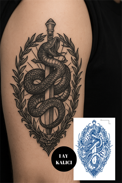 Karışık Figürlü 12 Saat Sonra Kararan Geçici Orta Dövme Tattoo