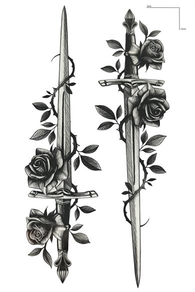 Geçici Kılıç Figürlü Mini Dövme Tattoo