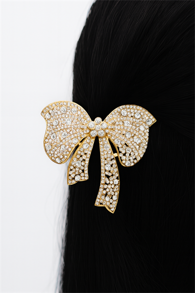 Altın Renk Kurdele Figürlü Taşlı Otomat Toka