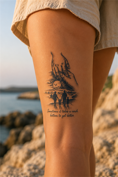 Yazı Ve Aile Sonradan Kararan Yarı Kalıcı Geçici Dövme Tattoo