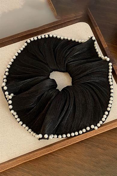 Siyah Renk İnci Detaylı Simit Toka