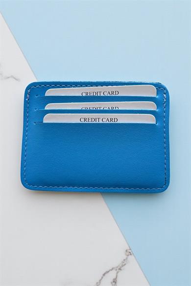 Mavi Renk Deri Kadın Cüzdan/ Kartlık
