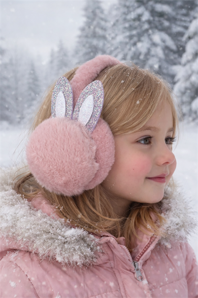 Gül Kurusu Renk Kulak Figürlü Peluş Kulaklık