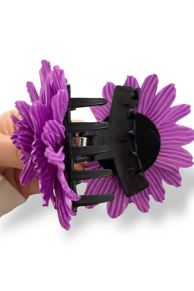 Mor Renk Çiçek Figürlü Mandal Toka