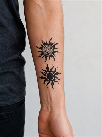 İkili Güneş Mini Geçici Dövme Tattoo