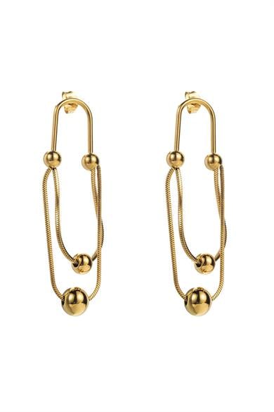 Altın Renk Sallantılı Çelik Küpe (Çift)