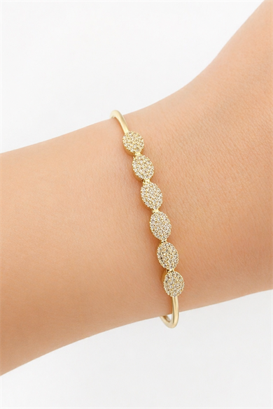 Altın Renk Taşlı Kelepçe Bileklik