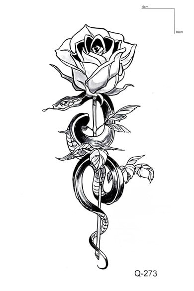Yılanlı Gül Mini Geçici Dövme Tattoo