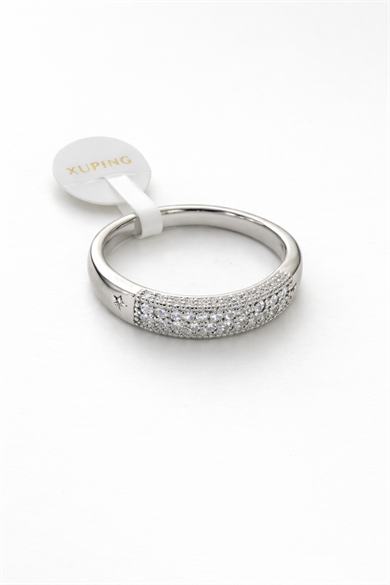 Gümüş Renk Taş Detaylı Xuping Yüzük (6 Numara)