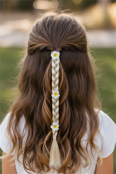 Sarı Renk Çiçek Figürlü Saç Detaylı Lastik Toka