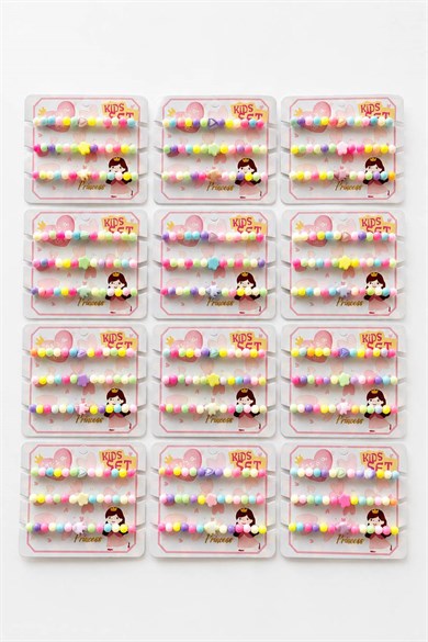 12li Karışık  Figürlü Çocuk Bileklik Set