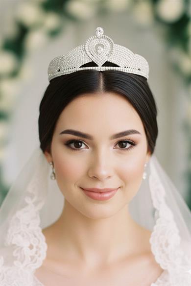 Zirkon Taşlı Gelin/Kına/Nişan/Söz Tasarım Taç