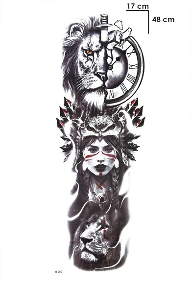 Kızılderili Kız Aslan Kol Geçici Dövme Tattoo