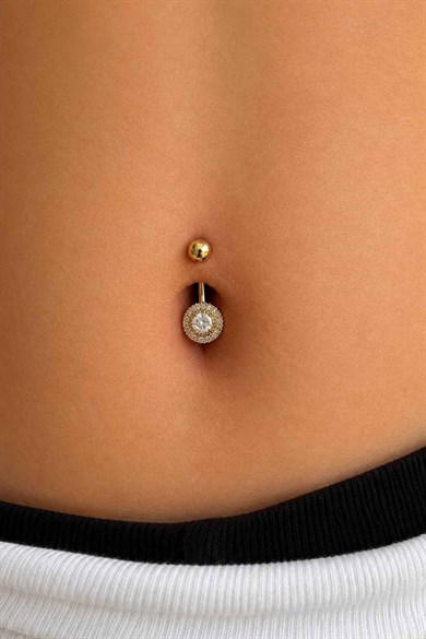 Altın Renk Taşlı Cerrahi Çelik Göbek Piercing