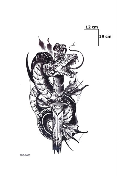 Kılıç Yılan Geçici Dövme Tattoo