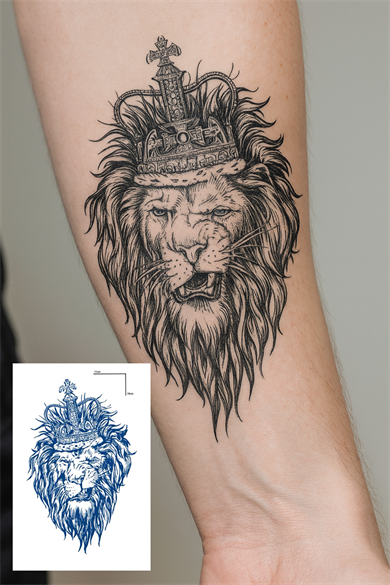 Aslan Figürlü 12 Saat Sonra Kararan Geçici Orta Dövme Tattoo