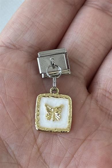 Gümüş Ve Altın Renk Çelik Nomination Charm (Tek)