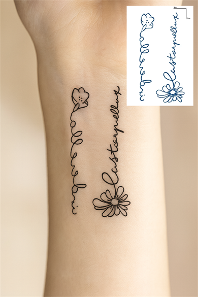 Çiçek Figürlü 12 Saat Sonra Kararan Geçici Dövme Tattoo