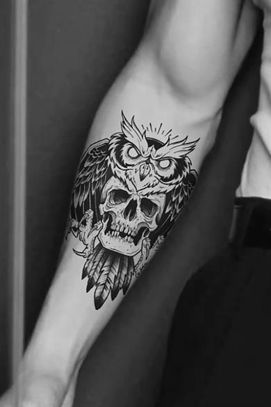 Geçici Kuru Kafa Figürlü Dövme Tattoo