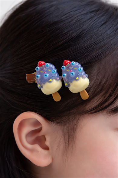 Mavi Renk Dondurma Figürlü Yan Toka