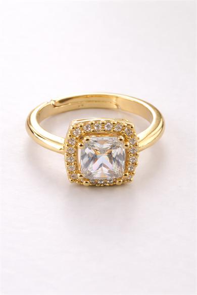 Altın Renk Ayarlanabilir Tektaş Yüzük