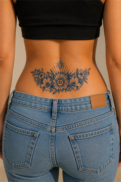 Çiçek Figürlü Sonradan Kararan Yarı Kalıcı Geçici Dövme Tattoo