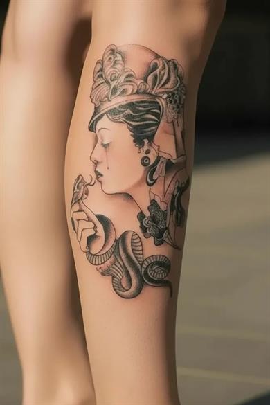 Kadın ve Yılan Modelli Geçici Dövme Tattoo