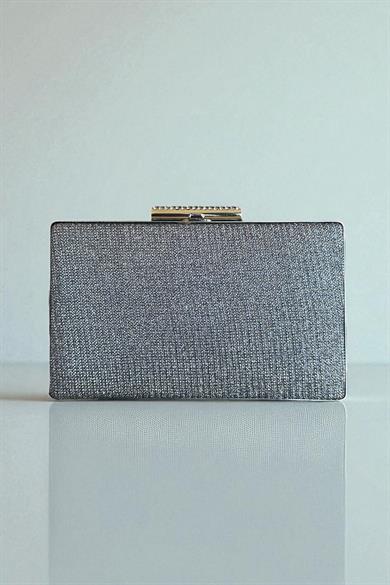 Gümüş Renk Simli Abiye Portföy Çanta