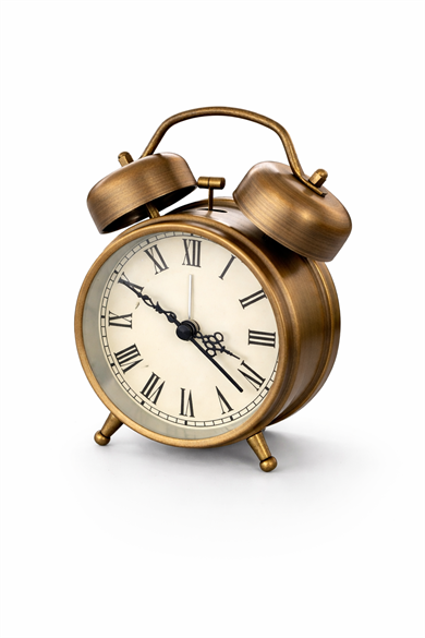 Bronz Renk Dekoratif Işıklı Alarmlı Yuvarlak Masa Saati