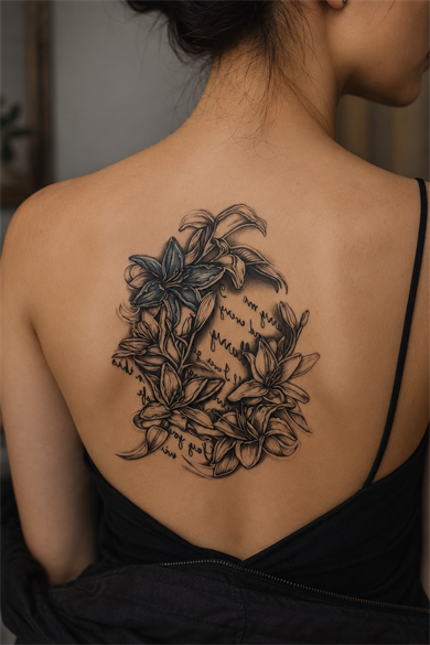  Çiçekli Yazı Geçici Dövme Tattoo