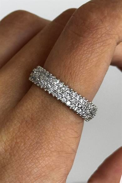 24lü Gümüş Renk Taş Detaylı Yüzük Set