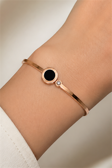 Rose Gold Renk Çelik Kelepçe Bileklik