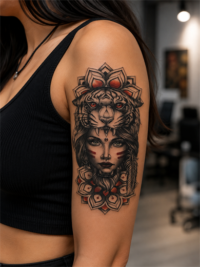 Kaplanlı Kız Geçici Dövme Tattoo