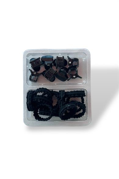 Siyah Renk Çocuk Havlu Toka Ve Mandal Toka Set