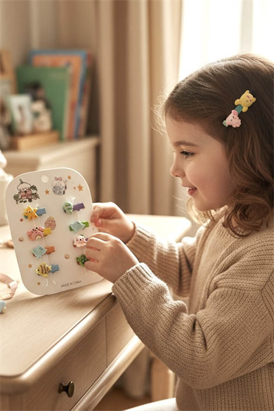 8li Karışık Renk Hayvan Figürlü Çocuk Mini Yan Toka Set