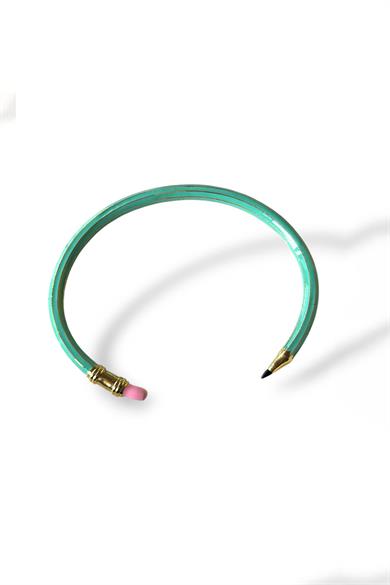 Altın Ve Turkuaz Renk Kalem Figürlü Ayarlanabilir Bileklik 