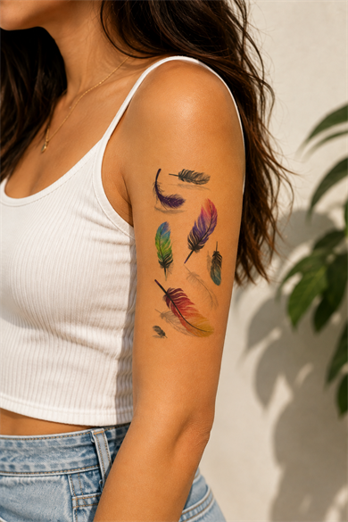 Renkli Tüy Geçici Dövme Tattoo