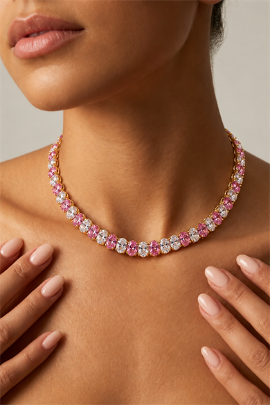 Altın Renk Taşlı Choker Kolye