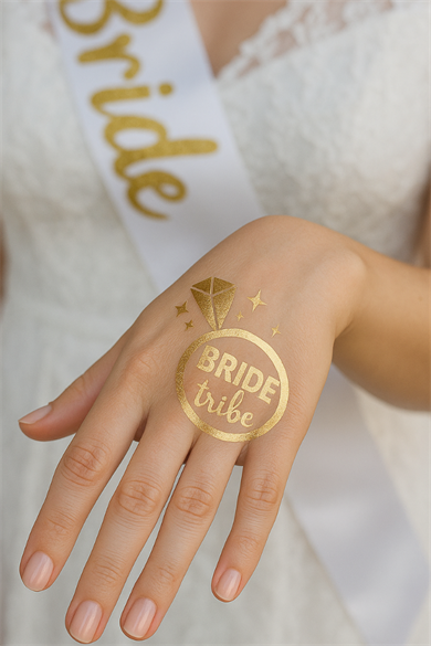 Altın Renk Bride Tribe Yazılı Geçici Dövme Tattoo