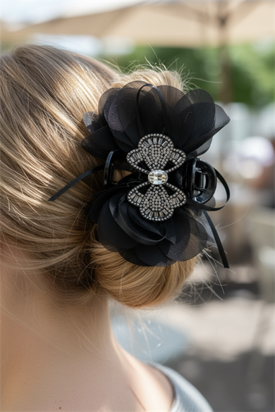 Siyah Renk Kelebek Figürlü Mandal Toka