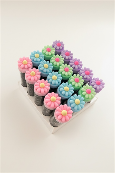 20li Çiçek Figürlü Siyah Renk Perma Lastik Toka Set