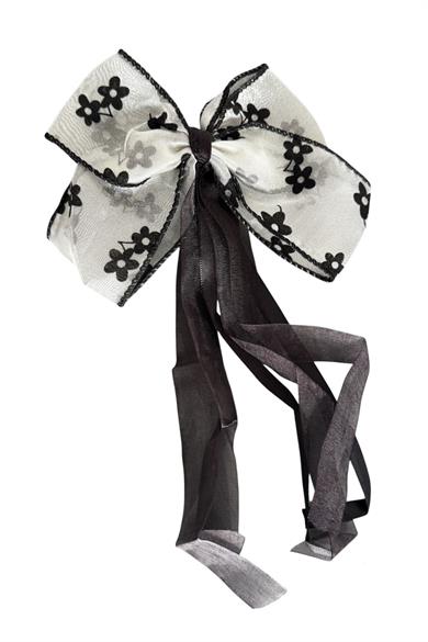 Siyah Renk Çiçek Detaylı Kurdele Otomat Toka