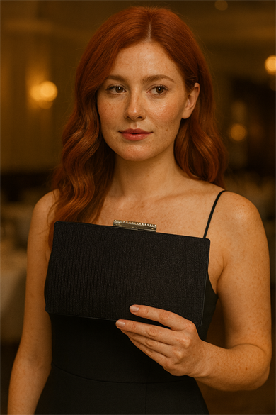 Siyah Renk Simli Abiye Portföy Çanta