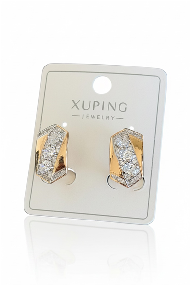 Rose Gold Renk Taşlı Xuping Küpe (Çift)