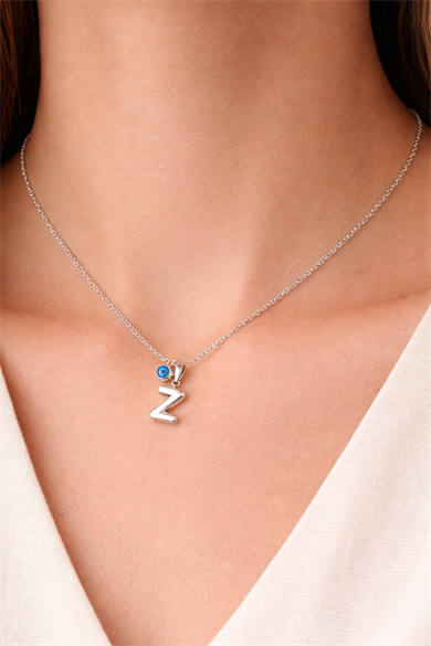 Gümüş Renk Z Harf Çelik Kolye