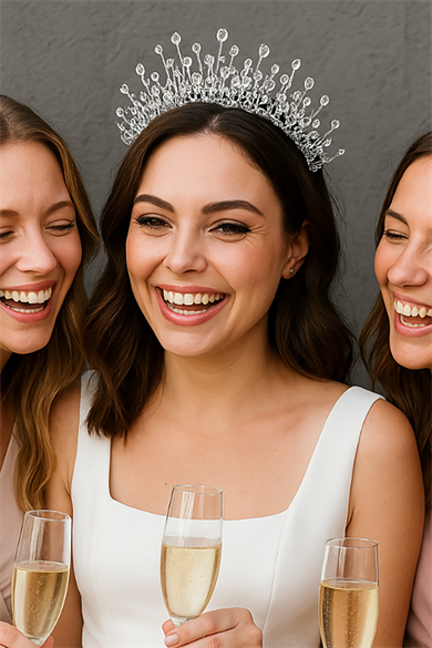 Gümüş Renk Kristal Boncuk Detaylı Gelin/ Kına Taç 